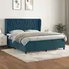 Image de vidaXL Sommier à lattes de lit et matelas Bleu foncé 160x200cm Velours
