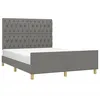 Image de vidaXL Cadre de Lit avec Tête de Lit Sommier à Lattes Lit Rembourré Cadre à Lattes Lit Double Adulte Meuble de Chambre Gris Foncé 140x190 cm Tissu