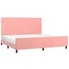 Image de vidaXL Cadre de Lit avec Tête de Lit Sommier à Lattes Lit Rembourré Cadre à Lattes Lit Double Adulte Meuble de Chambre Rose 200x200 cm Velours