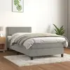 Image de vidaXL Sommier à lattes de lit et matelas Gris clair 90x190 cm Velours