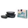Image de Set de 3 bols rectangulaires Cirqula Nordic Black 500ml, 1000ml, 2000ml Mepal