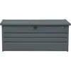 Image de AXI Miles Coffre De Jardin En Métal - 600L, Anthracite 165 X 70 X 62 Cm - Coffre De Rangement Extérieur Avec Fond Et Serrure - Meuble Exterieur Rangement Outils De Jardinage, Coussins
