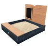 Image de Axi Mandy Bac À Sable en Bois avec Banc, Espace De Rangement, Couvercle Et Tableau Noir - 100 X 90 Cm | Bac À Sable en Anthracite Et Marron avec Tapis De Sol