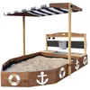 Image de AXI Dora bac à Sable, Forme Bateau, en Bois - 160x100x110 cm, avec Cuisine, Tableau Noir et Deux bacs à Fleurs | Bâche de Fond Incluse