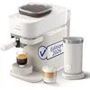 Image de Philips Baristina Machine à expresso avec mousseur à lait,Mouture, tassage et infusion automatiques,16 bars, Format compact, Blanc naturel avec porte-filtre blanc, Machine à café avec broyeurBAR308/00