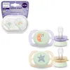 Image de Philips Avent Sucettes de nuit Ultra Start, orthodontiques pour nouveau-nés de 0-2 mois, phosphorescentes, sans BPA, avec étui de stérilisation et de transport, lot de 2, SCF075/07