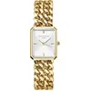 Image de Rosefield Studio Double Chain Montre Femme   Bracelet Doré   Montre Femme avec Cadran Blanc   Acier Inoxydable   Résistante 3ATM   Luxe Élégant au Quotidien