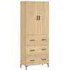Image de vidaXL Buffet Haut Chêne Sonoma 69,5x34x180 cm Bois d'ingénierie, Buffet, Armoire latérale, Armoire de Rangement, Armoire, buffets, Armoire Haute