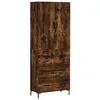 Image de vidaXL Buffet Haut Chêne fumé 69,5x34x180 cm Bois d'ingénierie, Buffet, Armoire latérale, Armoire de Rangement, Armoire, buffets, Armoire Haute