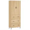 Image de vidaXL Buffet Haut Chêne Sonoma 69,5x34x180 cm Bois d'ingénierie, Buffet, Armoire latérale, Armoire de Rangement, Armoire, buffets, Armoire Haute