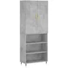 Image de vidaXL Buffet Haut Gris béton 69,5x34x180 cm Bois d'ingénierie, Buffet, Armoire latérale, Armoire de Rangement, Armoire, buffets, Armoire Haute
