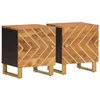 Image de vidaXL Tables de Chevet 2 pcs Marron et Noir Bois de manguier Solide