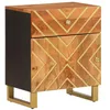 Image de vidaXL Table de Chevet, Armoire de Nuit avec Tiroir et Porte, Table de Nuit avec Pieds Chambre, Moderne, Marron et Noir Bois de Manguier Solide