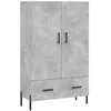 Image de vidaXL Buffet Haut, Armoire Latérale avec Pieds et Portes, Meuble de Rangement, Organisateur de Salon Intérieur, Moderne, Gris Béton Bois d'Ingénierie