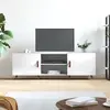 Image de vidaXL Meuble TV blanc brillant 150x30x50 cm bois d'ingénierie