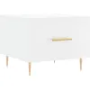 Image de vidaXL Table Basse, Table d'Appoint avec Tiroir, Bout de Canapé avec Pieds, Meuble de Rangement Salle de Séjour, Moderne, Blanc Brillant Bois d'Ingénierie