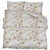 Image de vidaXL Ensemble de Housse de Couette, Parure de Lit avec Taie d'oreiller, Ensemble de Literie Chambre à Coucher, Blanc et Marron 140x200 cm Coton
