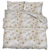 Image de vidaXL Ensemble de Housse de Couette Blanc et Marron 200x200 cm Coton