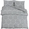 Image de vidaXL Ensemble de Housse de Couette, Parure de Lit avec Taie d'oreiller, Ensemble de Literie Chambre à Coucher, Gris 200x220 cm Coton