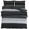 Image de vidaXL Ensemble de Housse de Couette, Parure de Lit avec Taie d'oreiller, Ensemble de Literie Chambre à Coucher, Noir et Blanc 135x200 cm Coton