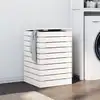 Image de vidaXL Panier à linge blanc 44x44x66 cm bois massif de pin