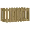 Image de vidaXL Lit Surélevé de Jardin Design de Clôture, Bac à Fleurs, Pot de Plantes, Jardinière de Jardin, Marron 100x50x50 cm Bois de Pin Imprégné