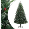 Image de vidaXL Sapin de Noël Artificiel à charnières avec Baies Rouges 150 cm