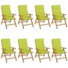 Image de vidaXL Fauteuils pliants inclinables avec Coussins, 8 pièces, en Bois Massif de Teck