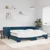 Image de vidaXL Lit de jour avec lit gigogne et matelas bleu 100x200 cm velours