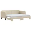 Image de vidaXL Lit de Jour avec gigogne et Matelas crème 80x200 cm Tissu