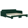 Image de vidaXL Lit de Jour avec lit gigogne Vert foncé 100x200 cm Velours, canapé-lit, canapé-lit Confortable, lit de Jour gigogne, lit d'appoint