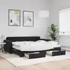 Image de vidaXL Lit de jour avec gigogne et tiroirs noir 90x200 cm velours