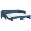 Image de vidaXL Lit de Jour avec Lit Gigogne et Matelas, Canapé-lit, Lit d'Invité, Meuble de Chambre à Coucher Salle de Séjour, Moderne, Bleu 90x200 cm Velours
