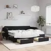 Image de vidaXL Lit de jour avec gigogne et tiroirs noir 80x200 cm velours