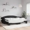 Image de vidaXL Lit de jour avec gigogne et matelas noir 90x200 cm tissu