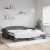 Image de vidaXL Lit de jour avec gigogne et matelas gris foncé 100x200 cm tissu