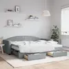 Image de vidaXL Lit de jour avec gigogne et tiroirs gris clair 90x200 cm tissu