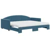 Image de vidaXL Lit de Jour avec lit gigogne et Matelas Bleu 90x200 cm Velours, canapé-lit, canapé-lit Confortable, lit de Jour gigogne, lit d'appoint