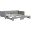 Image de vidaXL Lit de Jour avec lit gigogne Gris Clair 100x200 cm Tissu, canapé-lit, canapé-lit Confortable, lit de Jour gigogne, lit d'appoint