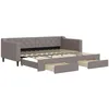Image de vidaXL Lit de Jour avec Lit Gigogne et Tiroirs, Canapé-lit avec Rangement, Lit d'Invité, Meuble de Chambre à Coucher Salon, Moderne, Taupe 90x200 cm Tissu