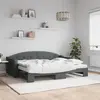 Image de vidaXL Lit de jour avec gigogne et matelas gris foncé 80x200 cm tissu