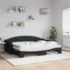 Image de vidaXL Lit de jour avec lit gigogne et matelas noir 80x200 cm tissu