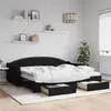 Image de vidaXL Lit de jour avec gigogne et tiroirs sans matelas noir 90x200 cm