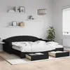 Image de vidaXL Lit de jour avec gigogne et tiroirs noir 100x200 cm tissu