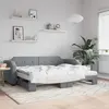 Image de vidaXL Lit de jour avec gigogne et matelas gris clair 80x200 cm tissu