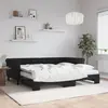 Image de vidaXL Lit de jour avec gigogne et matelas noir 90x200 cm velours