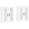Image de vidaXL Armoires Murales 2 pcs, Placards Suspendues avec Rangement, Meubles Flottants de Salon Salle de Séjour, Moderne, Blanc Bois d'Ingénierie