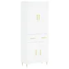 Image de vidaXL Buffet Haut, Armoire de Rangement avec Pieds, Meuble de Rangement, Organisateur Salon Salle de Séjour, Moderne, Blanc Bois d'Ingénierie