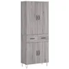 Image de vidaXL Buffet Haut Sonoma Gris 69,5x34x180 cm Bois d'ingénierie