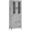 Image de vidaXL Buffet Haut, Armoire de Rangement avec Pieds, Meuble de Rangement, Organisateur Salon Salle de Séjour, Moderne, Gris Béton Bois d'Ingénierie